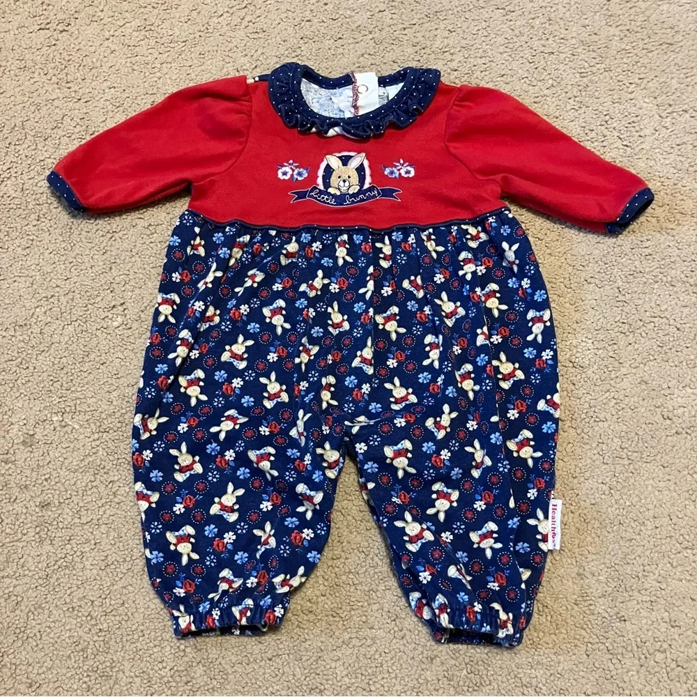 Vintage Healthtex baby bubble romper/ jumper “little bunny” pattern Sz 0-5 Month